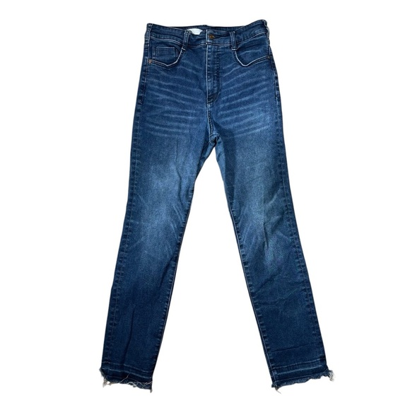 Pilcro Denim - Anthropologie Pilcro High Rise Cigarette Blue Jeans with raw hem woman’s size 28